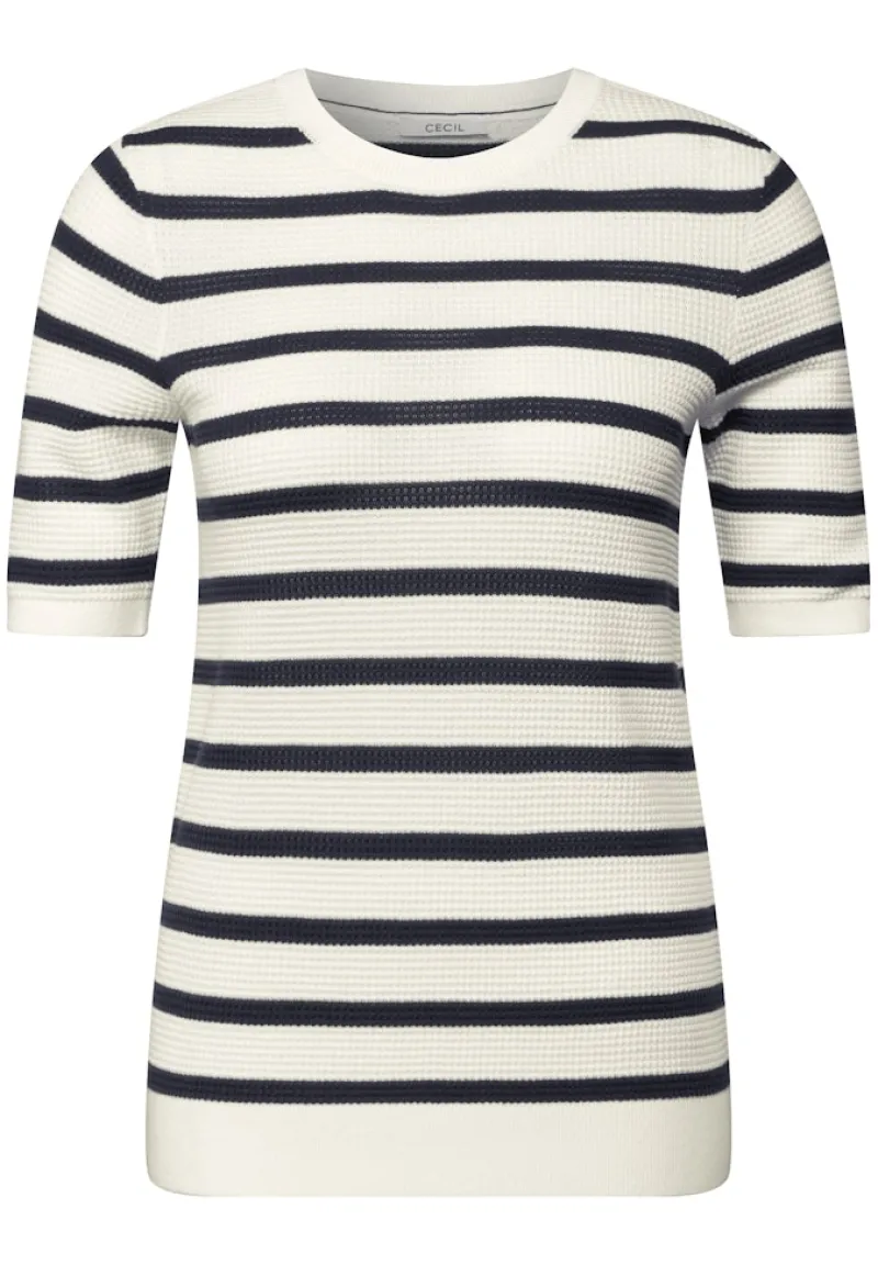 Cecil Pullover & Sweatshirts*Gestreifter Strukturpullover universal blue