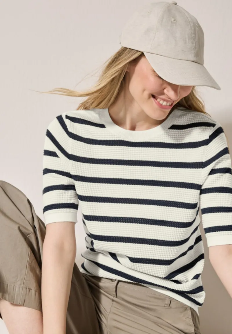 Cecil Pullover & Sweatshirts*Gestreifter Strukturpullover universal blue