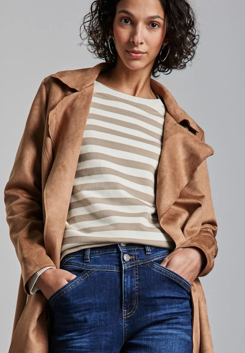 Street One Pullover & Sweatshirts*Gestreifter Sweater safari beige