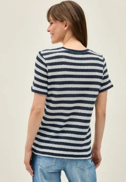 Cecil Shirts*Gestreiftes Ajour T-Shirt urban navy blue
