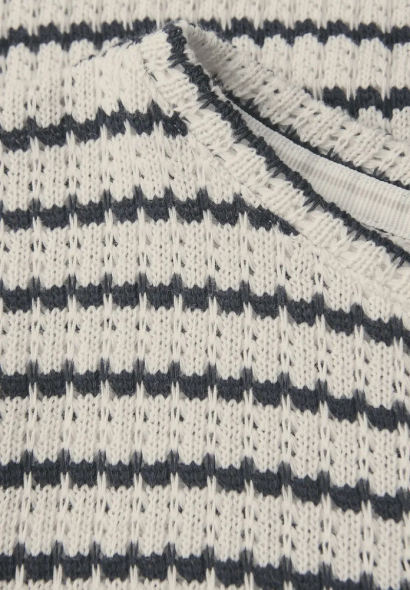 Cecil Shirts*Gestreiftes Ajour T-Shirt light beige