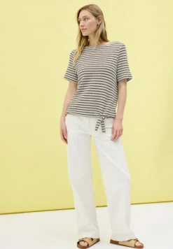 Cecil Shirts*Gestreiftes Ajour T-Shirt light beige