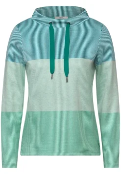 Cecil Pullover & Sweatshirts*Gestreiftes Colorblock Shirt petrol green