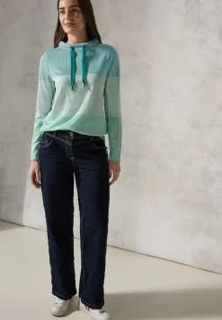 Cecil Pullover & Sweatshirts*Gestreiftes Colorblock Shirt petrol green
