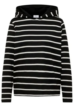 Cecil Shirts*Gestreiftes Kapuzenshirt Black