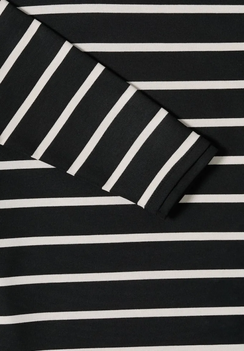 Cecil Shirts*Gestreiftes Kapuzenshirt Black