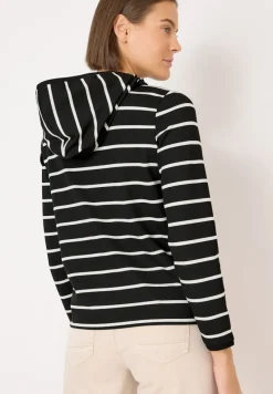 Cecil Shirts*Gestreiftes Kapuzenshirt Black