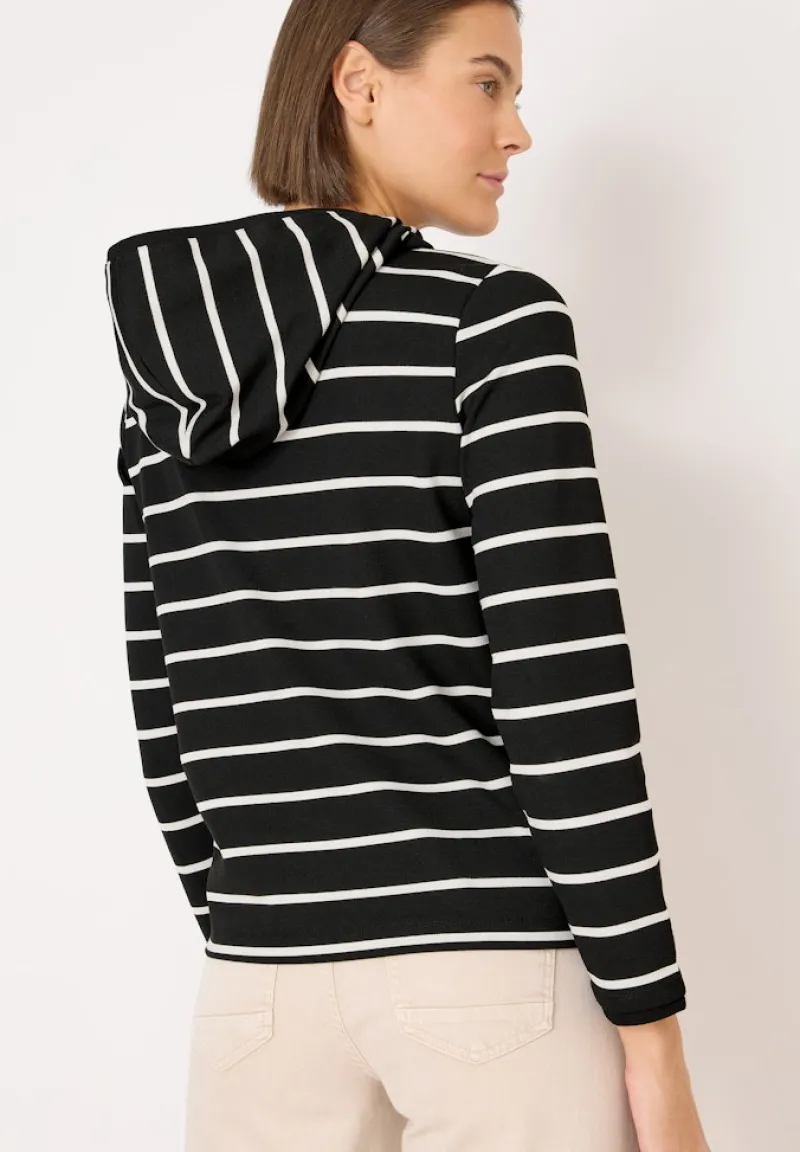 Cecil Shirts*Gestreiftes Kapuzenshirt Black