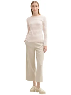 Tom Tailor Shirts*Gestreiftes Langarmshirt mit Bio-Baumwolle beige white stripe