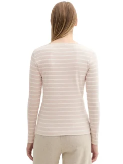 Tom Tailor Shirts*Gestreiftes Langarmshirt mit Bio-Baumwolle beige white stripe