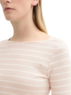 Tom Tailor Shirts*Gestreiftes Langarmshirt mit Bio-Baumwolle beige white stripe