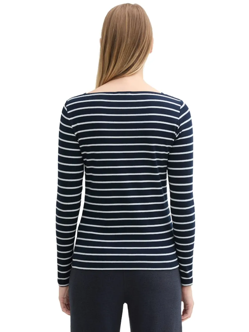 Tom Tailor Shirts*Gestreiftes Langarmshirt mit Bio-Baumwolle navy white stripe