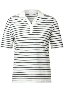 Cecil Shirts*Gestreiftes Piquée Poloshirt vanilla white