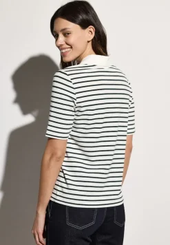 Cecil Shirts*Gestreiftes Piquée Poloshirt vanilla white