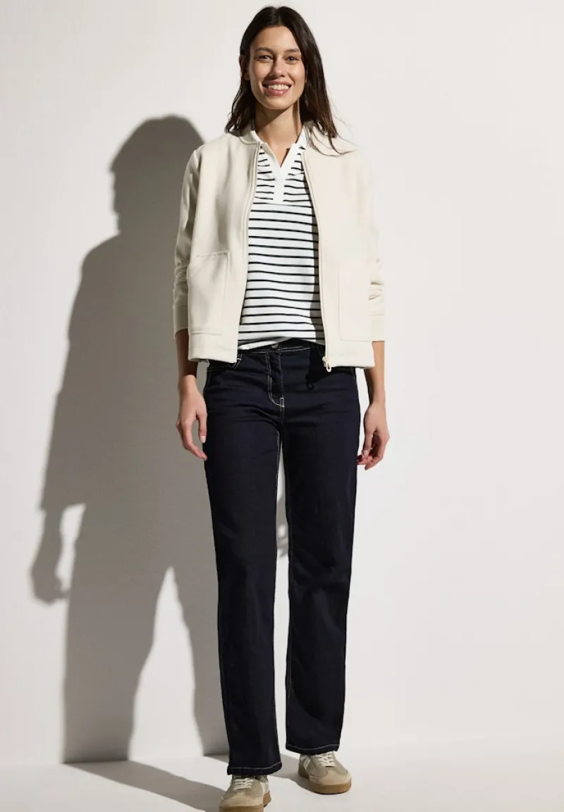 Cecil Shirts*Gestreiftes Piquée Poloshirt vanilla white