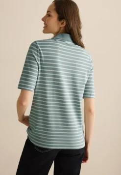 Cecil Shirts*Gestreiftes Piquée Poloshirt cool salvia green