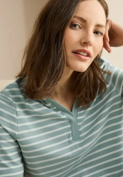 Cecil Shirts*Gestreiftes Piquée Poloshirt cool salvia green