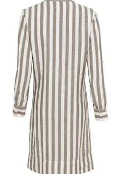 Camel Active Kleider*Gestreiftes Sommerkleid aus Leinenmix military olive white