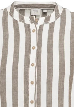 Camel Active Kleider*Gestreiftes Sommerkleid aus Leinenmix military olive white