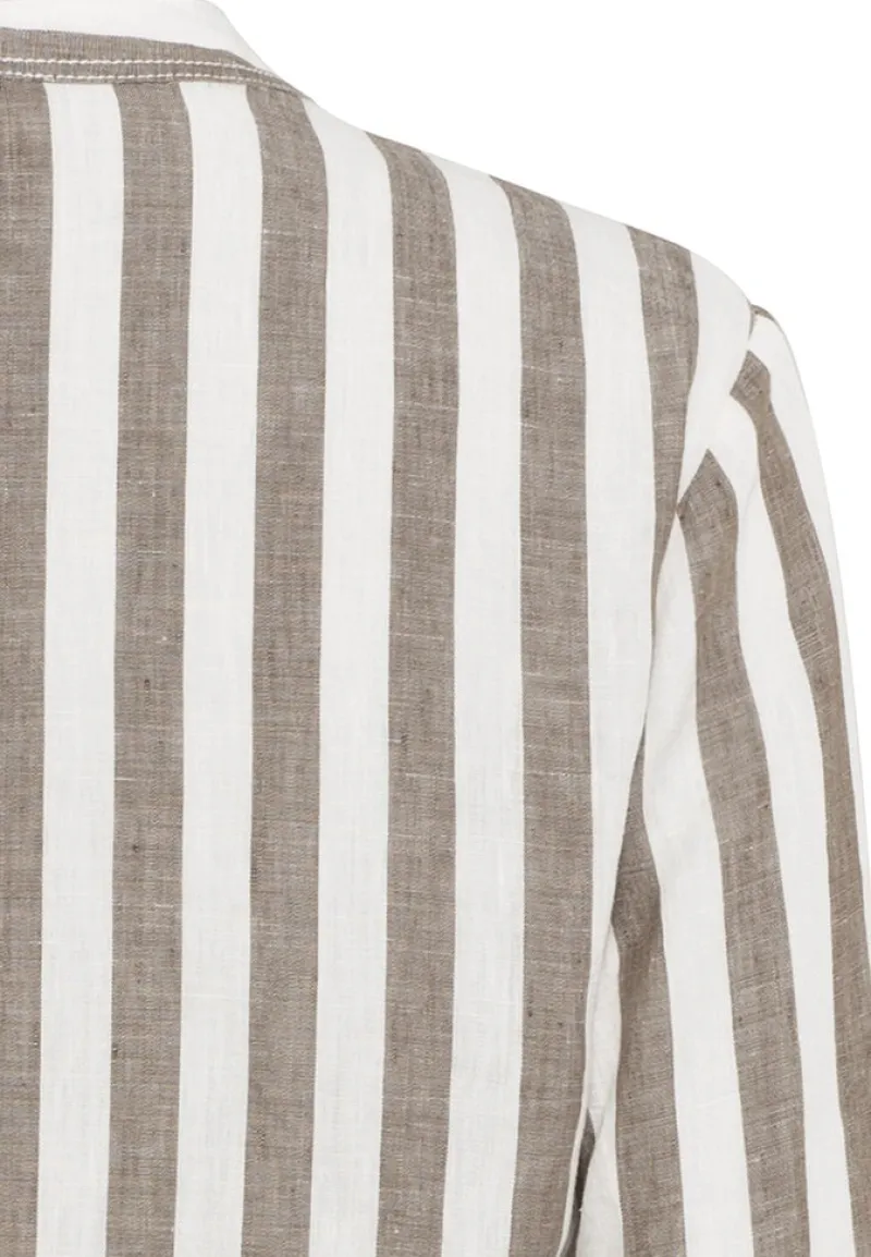 Camel Active Kleider*Gestreiftes Sommerkleid aus Leinenmix military olive white