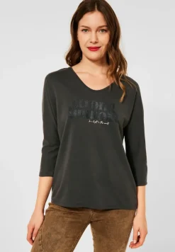 Street One Shirts*Glitter Wording Shirt bassy olive