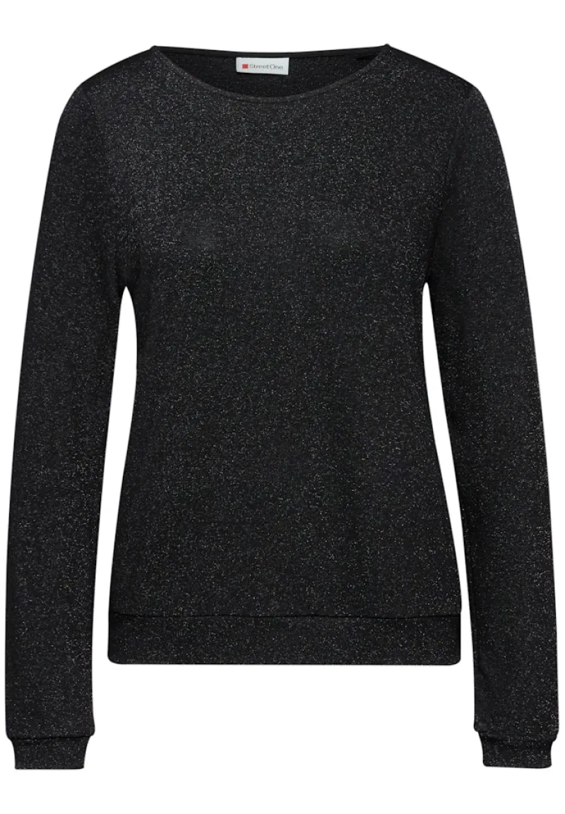 Street One Shirts*Glitzer Strick-Look Shirt Black