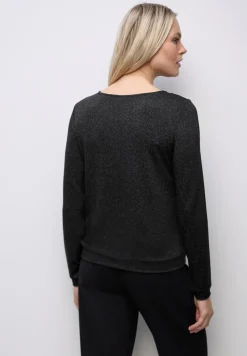 Street One Shirts*Glitzer Strick-Look Shirt Black