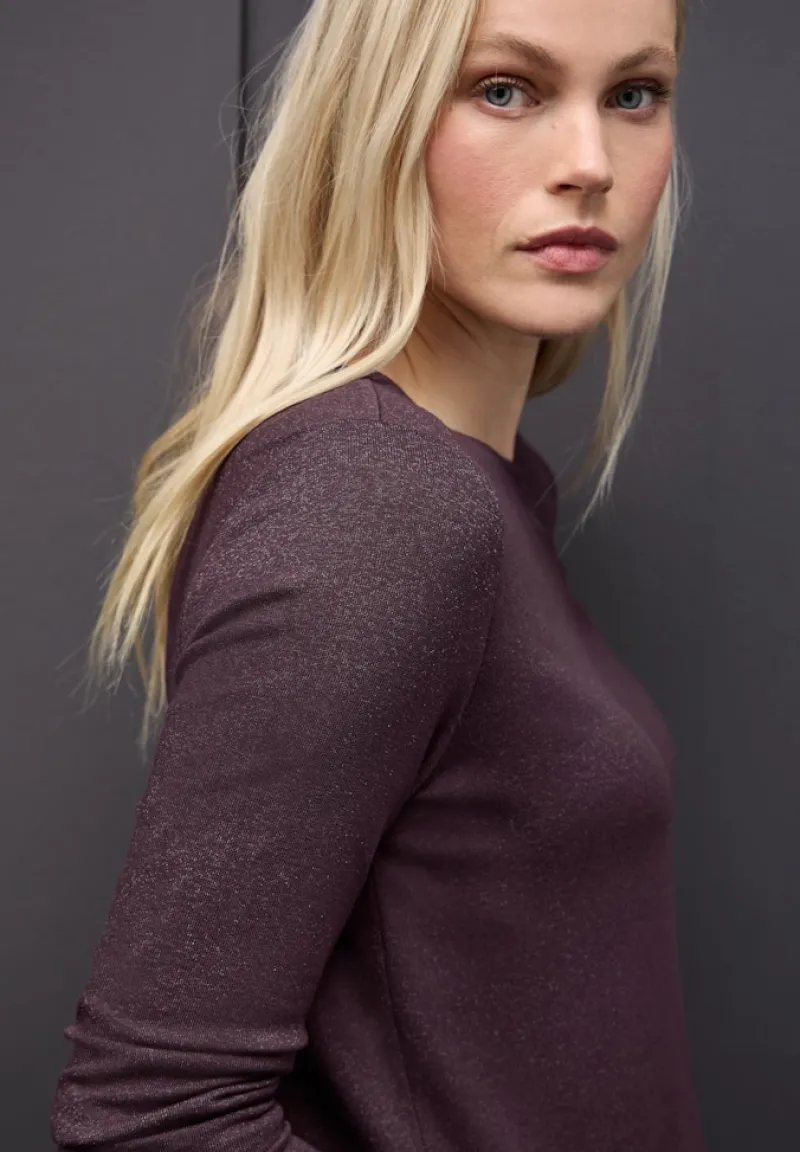 Street One Shirts*Glitzer Strick-Look Shirt jazz berry