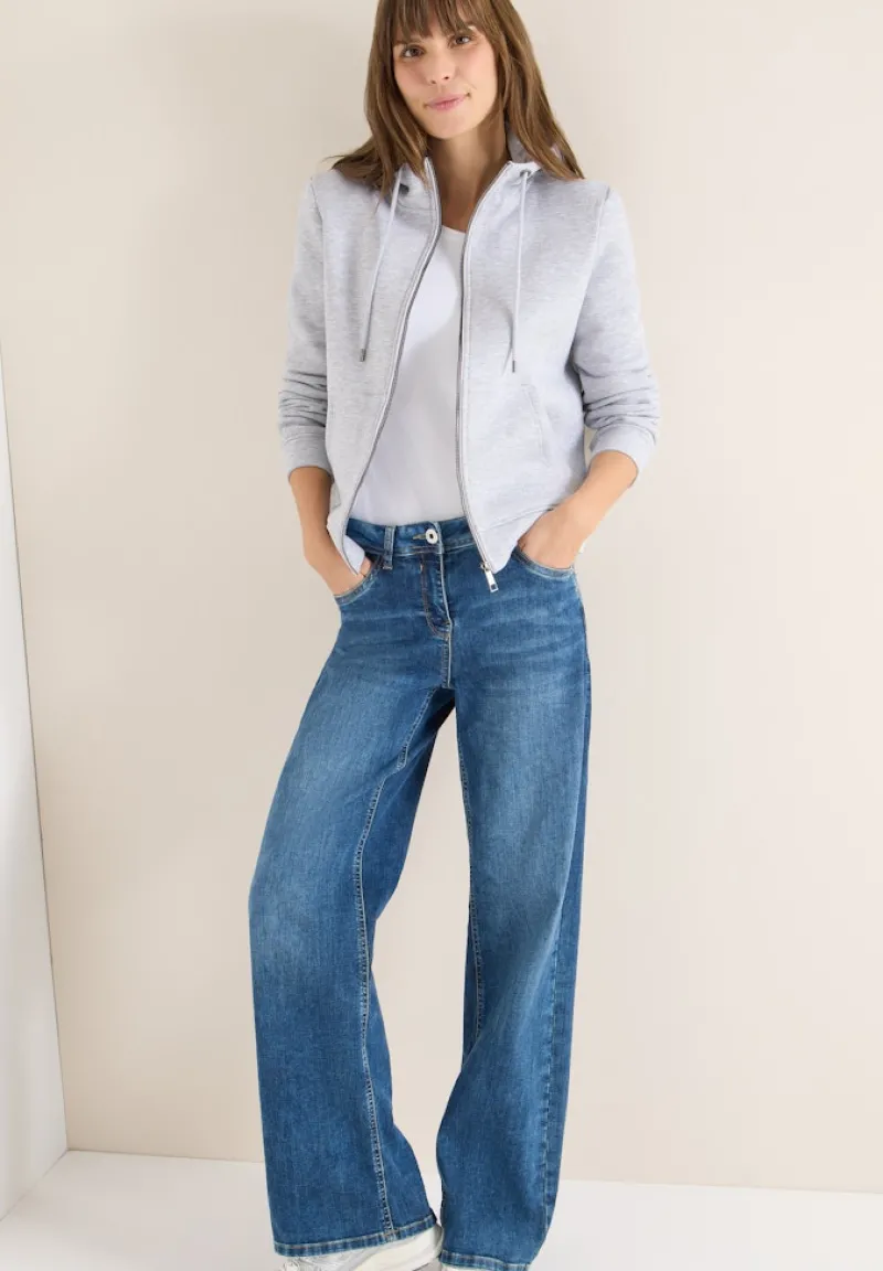 Cecil Pullover & Sweatshirts*Glitzernde Hoodie Sweatjacke luna grey melange