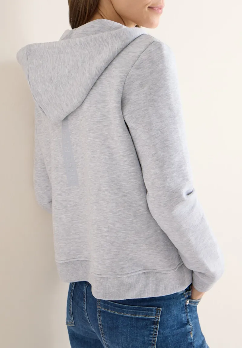 Cecil Pullover & Sweatshirts*Glitzernde Hoodie Sweatjacke luna grey melange