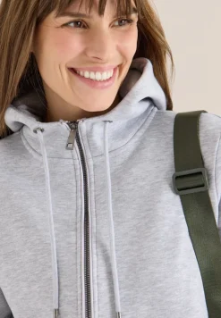 Cecil Pullover & Sweatshirts*Glitzernde Hoodie Sweatjacke luna grey melange