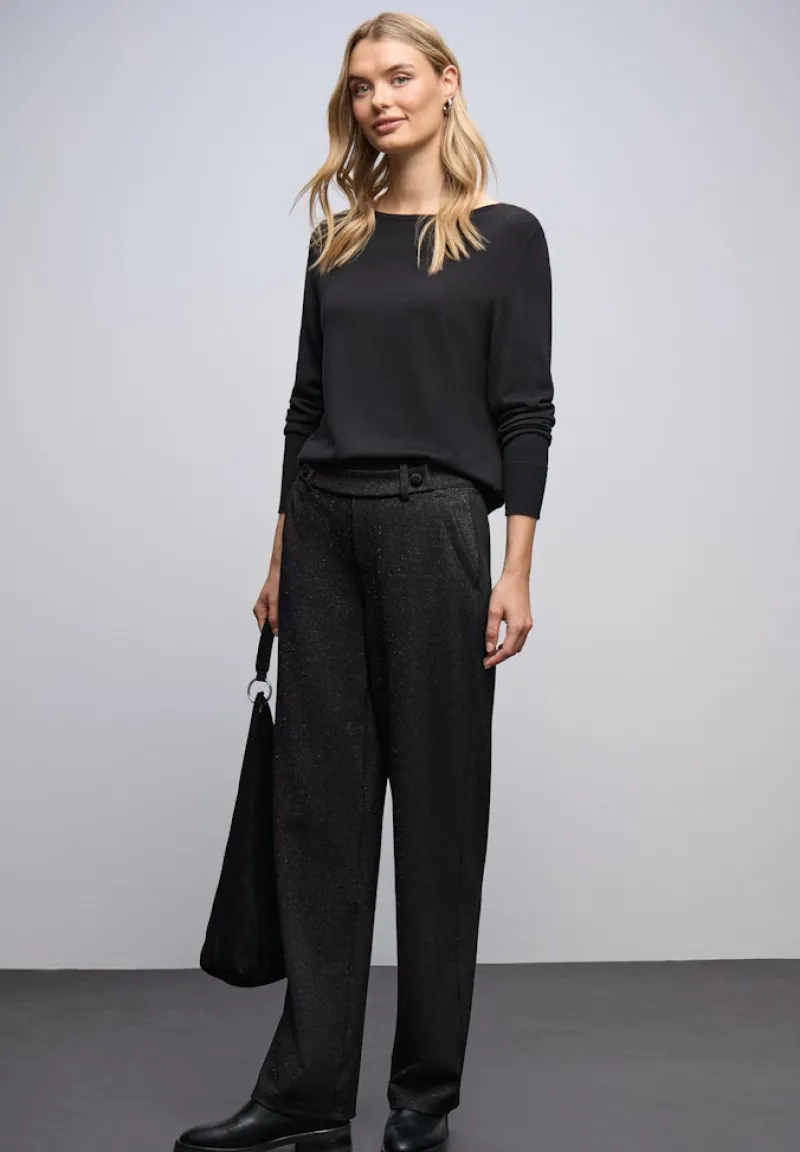 Street One Hosen*Glitzernde Straight Leg Hose Black
