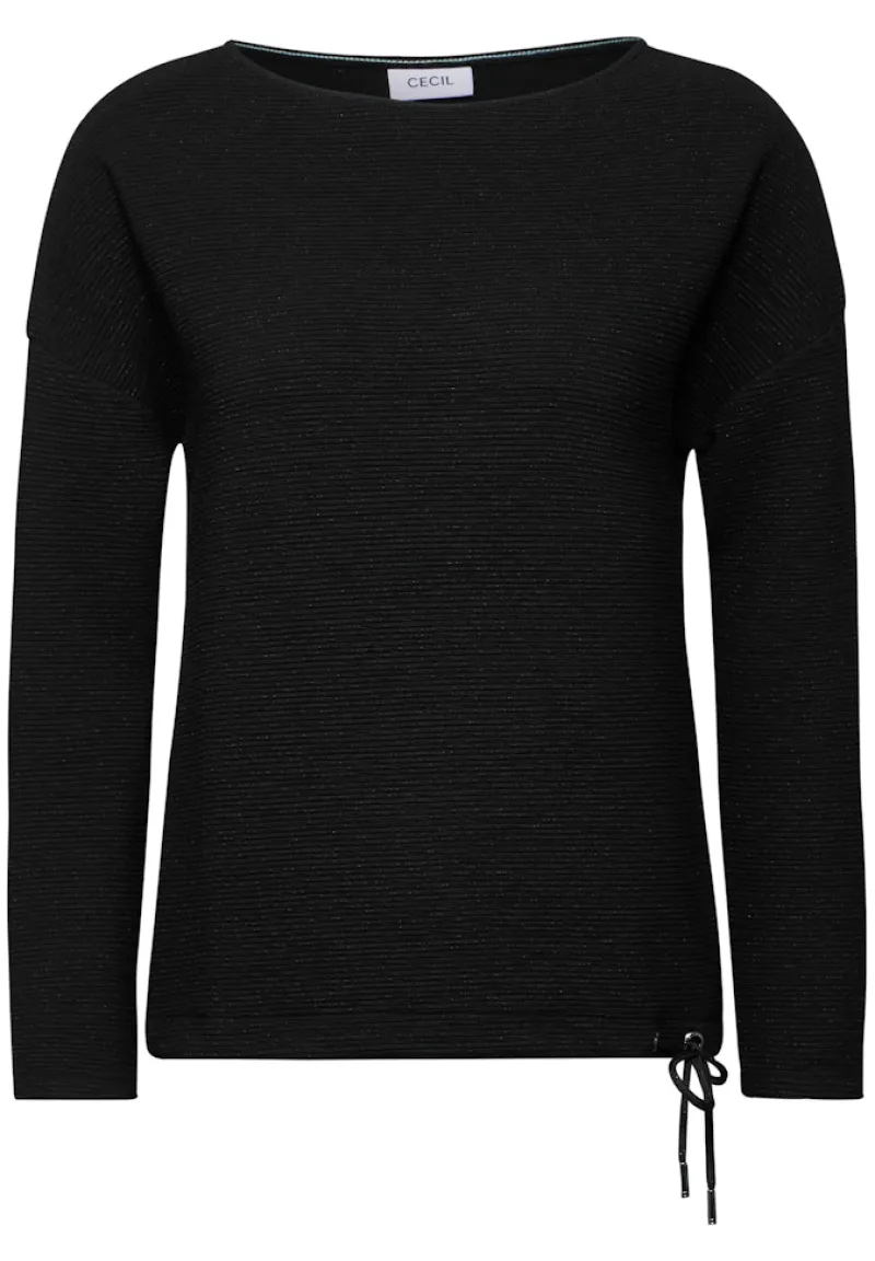 Cecil Shirts*Glitzerndes Ottoman Shirt Black