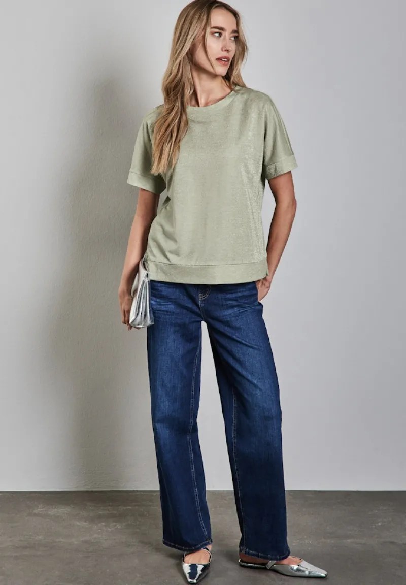 Street One Shirts*Glitzerndes T-Shirt dusty milky green