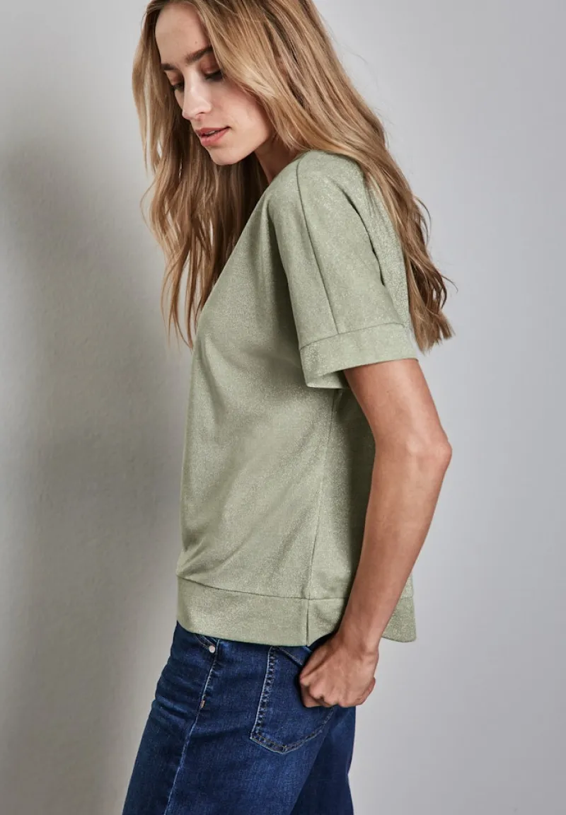 Street One Shirts*Glitzerndes T-Shirt dusty milky green