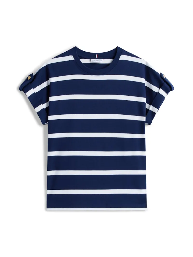 Tommy Hilfiger Shirts*GOLD BUTTON MDRN C-NK SS TEE dark night navy-ivory silk stp