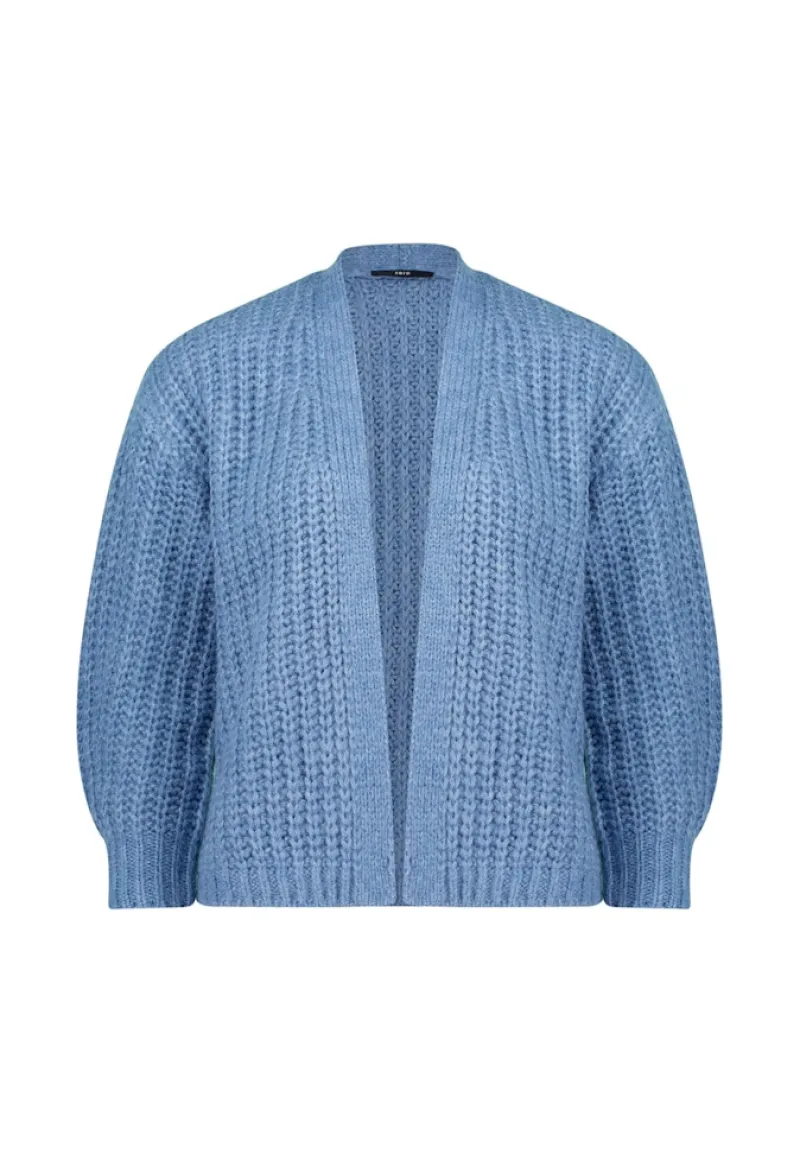 Zero Pullover & Sweatshirts*Grobstrickjacke offener Style middle blue melange