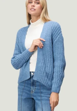 Zero Pullover & Sweatshirts*Grobstrickjacke offener Style middle blue melange