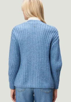 Zero Pullover & Sweatshirts*Grobstrickjacke offener Style middle blue melange