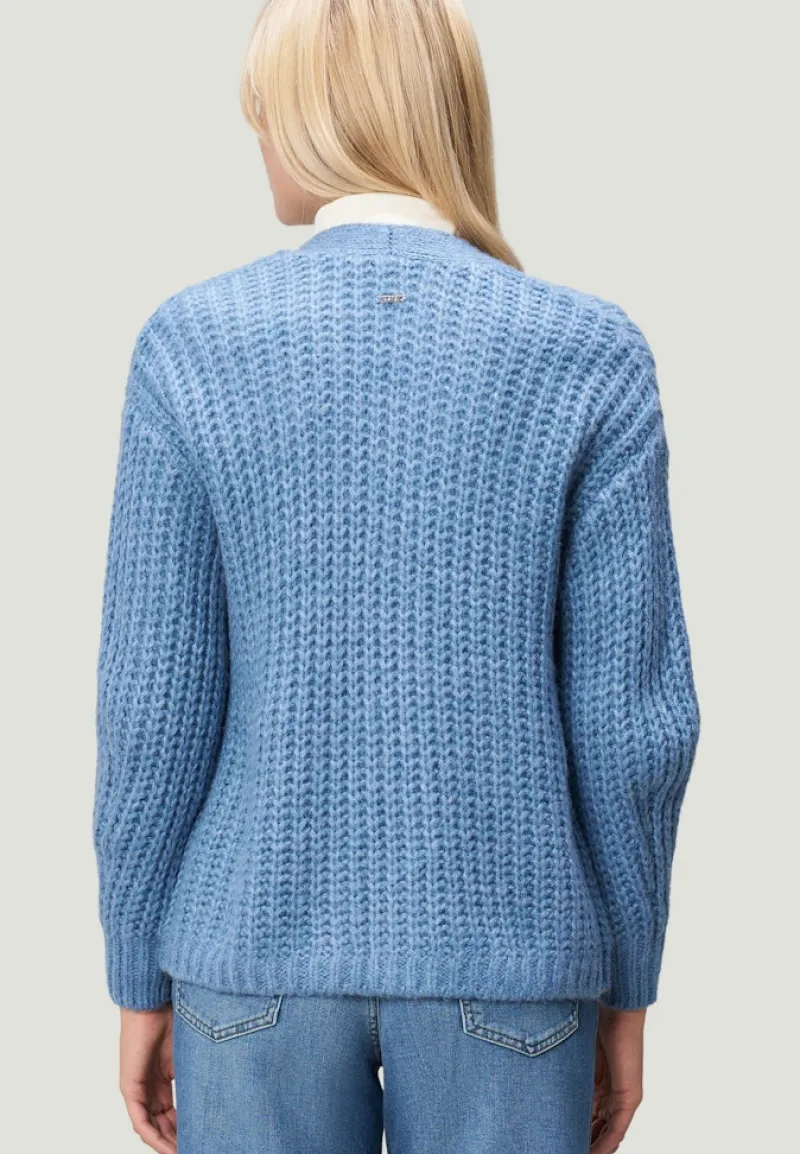 Zero Pullover & Sweatshirts*Grobstrickjacke offener Style middle blue melange