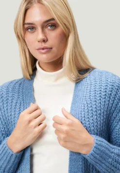 Zero Pullover & Sweatshirts*Grobstrickjacke offener Style middle blue melange
