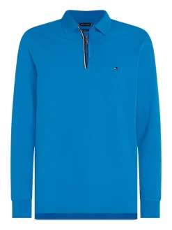 Tommy Hilfiger Shirts*GS ZIP RWB TIPPED L/S SLIM POLO cerulean aqua