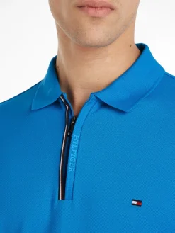 Tommy Hilfiger Shirts*GS ZIP RWB TIPPED L/S SLIM POLO cerulean aqua