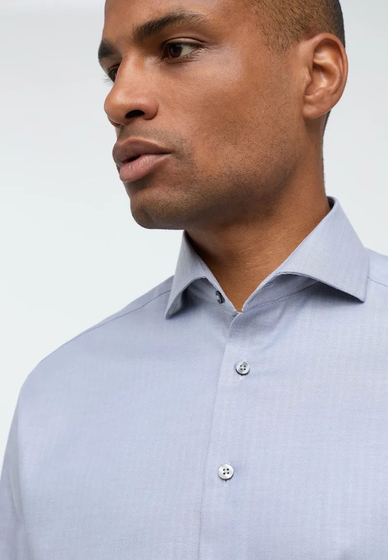 ETERNA Hemden|Big Boys*Hemd Fischgrat Langarm graublau