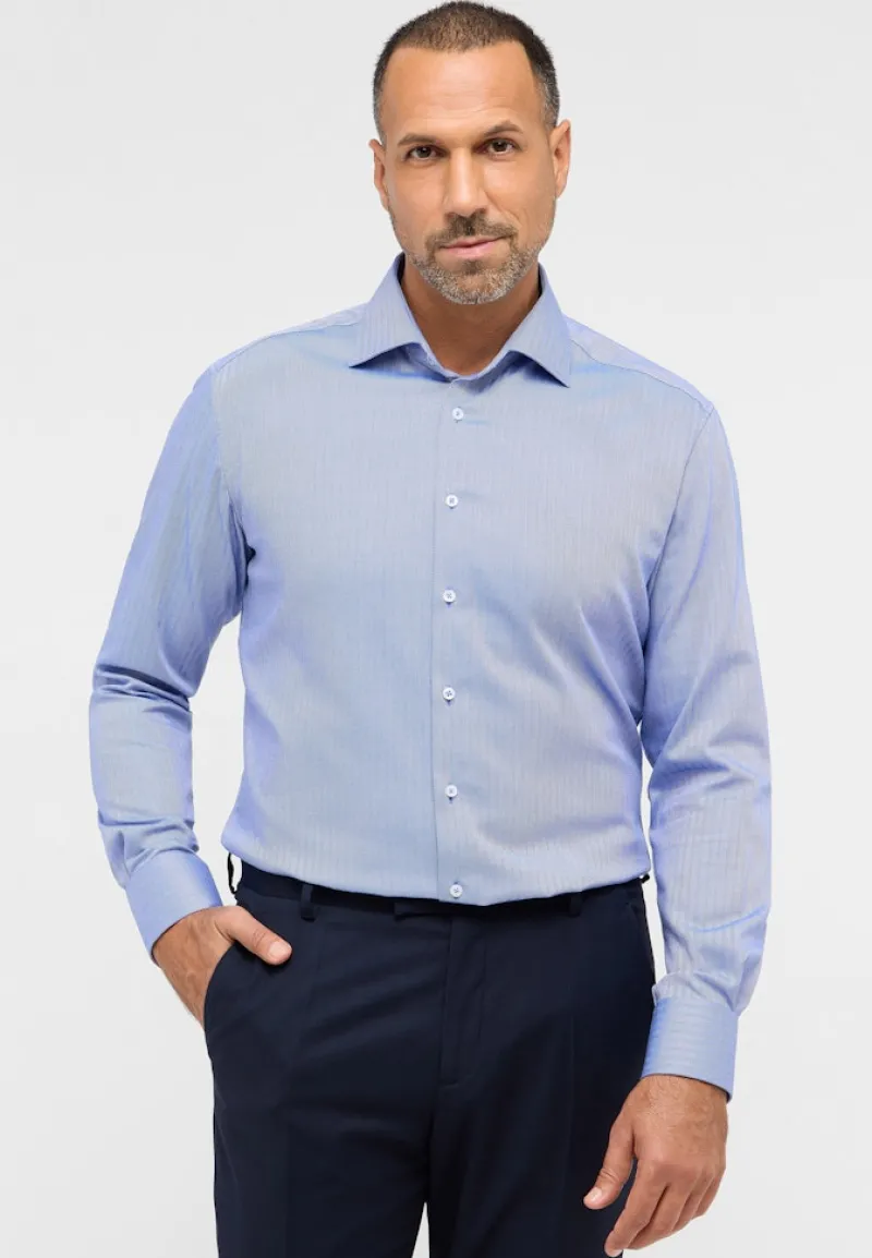 ETERNA Hemden|Big Boys*Hemd Fischgrat Langarm mittelblau