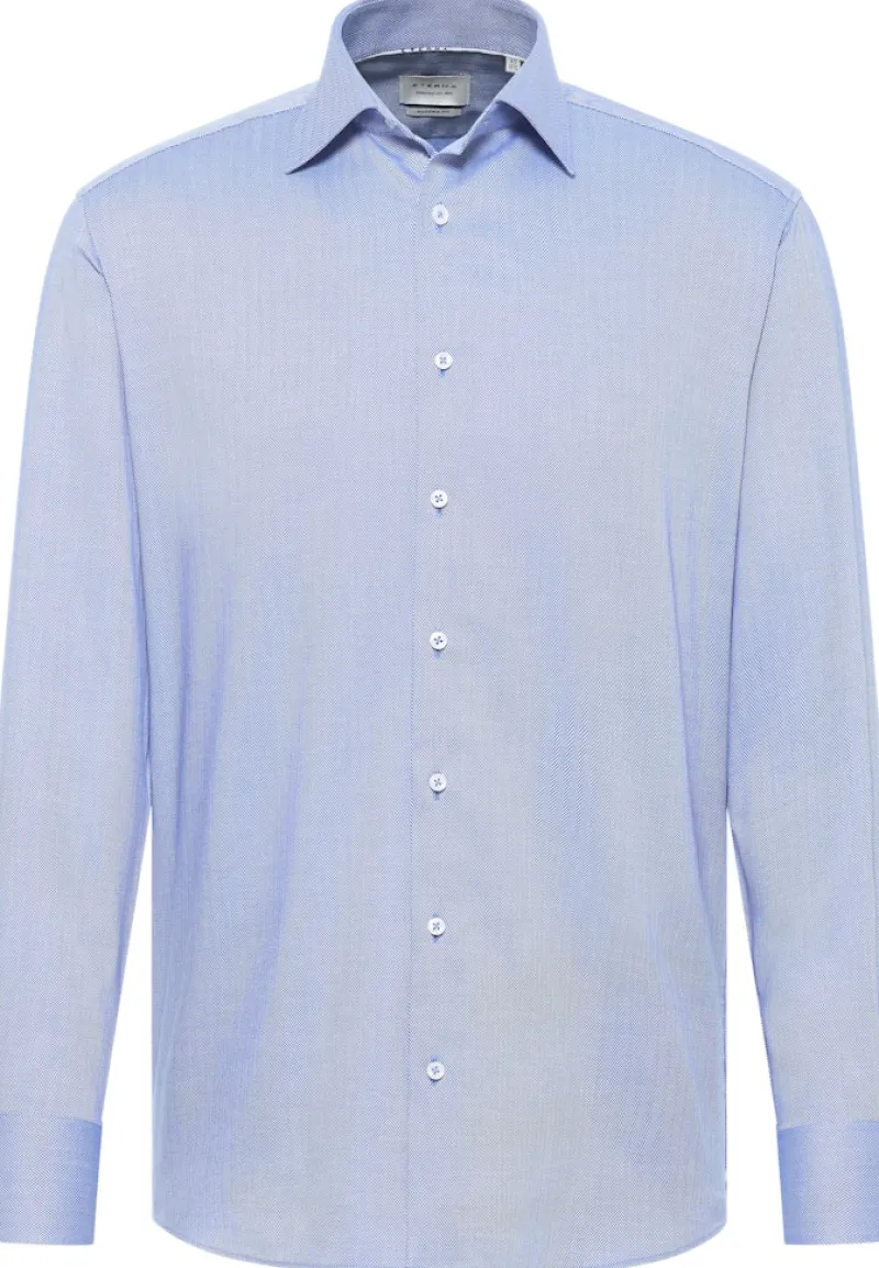 ETERNA Hemden|Big Boys*Hemd Fischgrat Langarm mittelblau