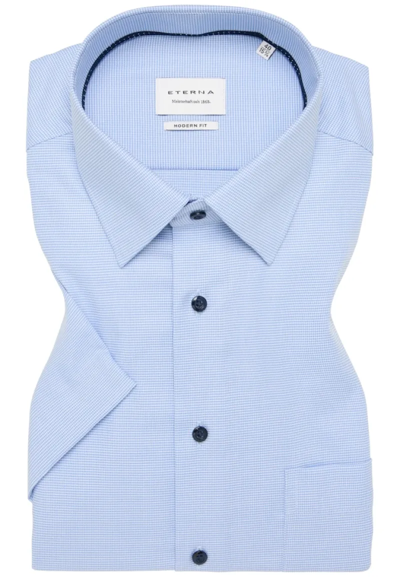ETERNA Hemden|Big Boys*Hemd Hahnentritt Kurzarm hellblau