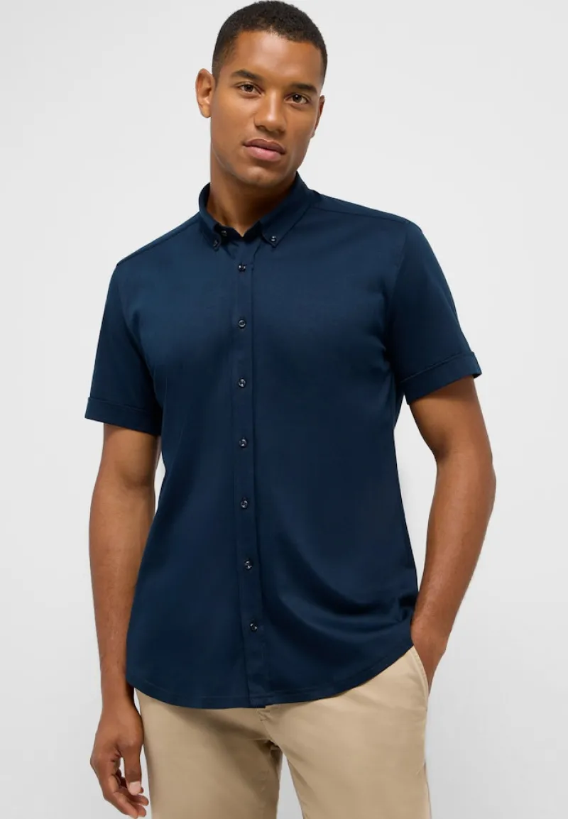 ETERNA Hemden|Big Boys*Hemd Jersey Kurzarm dunkelblau