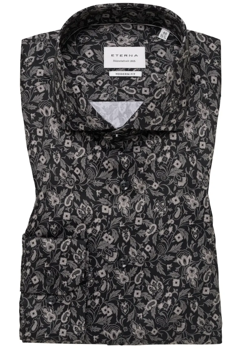 ETERNA Hemden|Big Boys*Hemd Satingewebe Langarm anthrazit