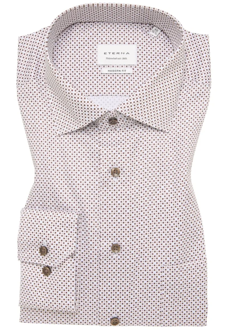 ETERNA Hemden|Big Boys*Hemd Satingewebe Langarm Braun